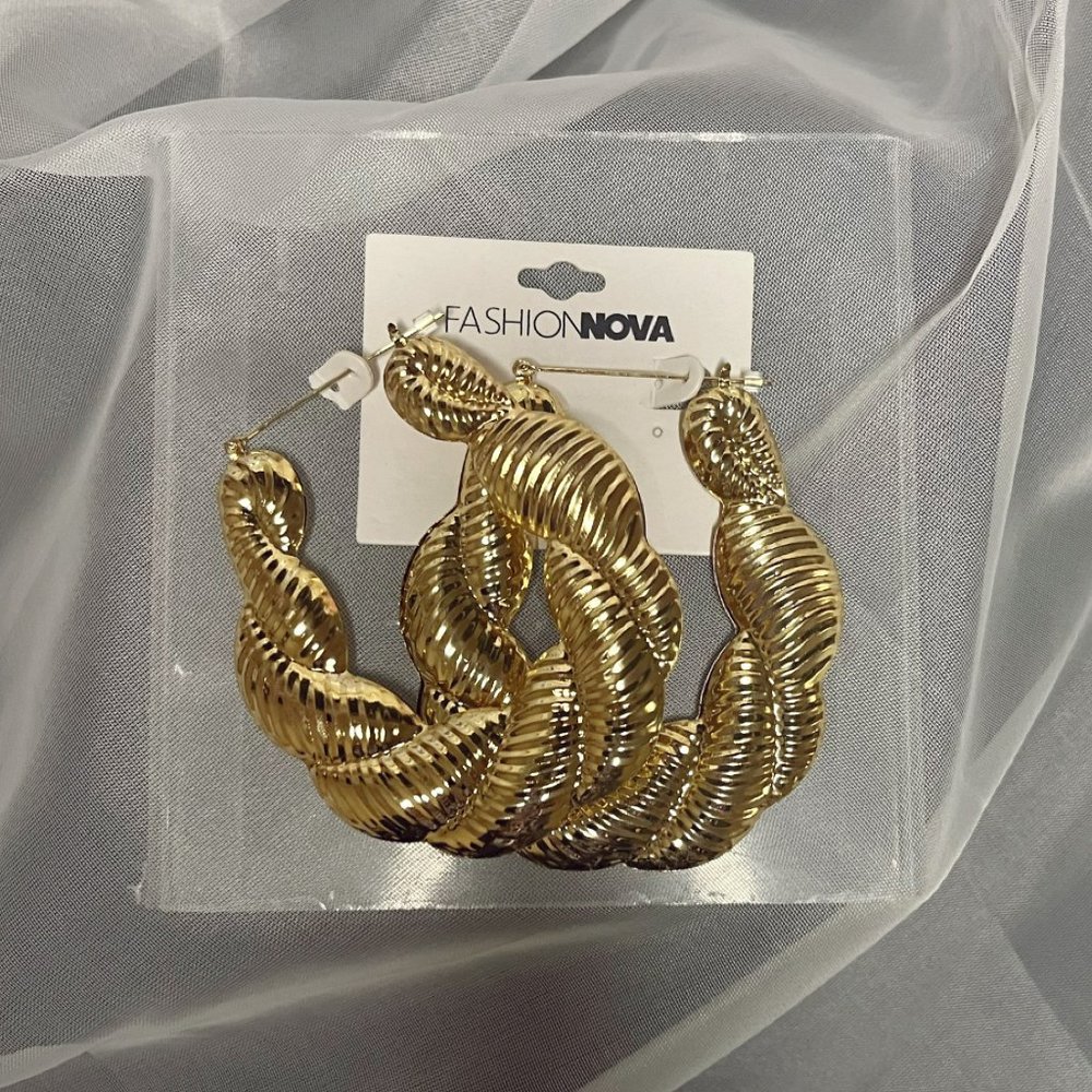 Gold Hoop Earrings - Fashion Nova - Big Earrings - Fashion Jewelry - Picture 3 of 6